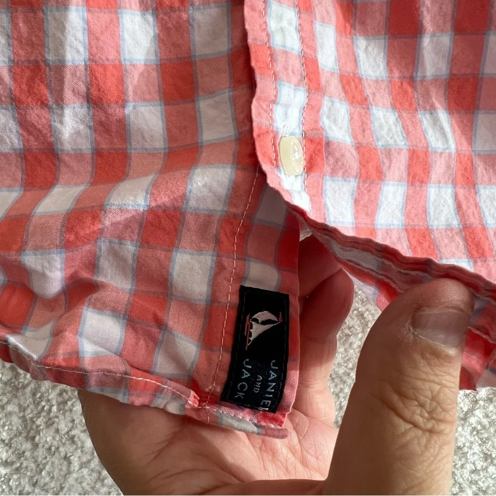 Janie And Jack Toddler Boys Button Down Plaid‎ Dress Shirt Size 18-24 Months